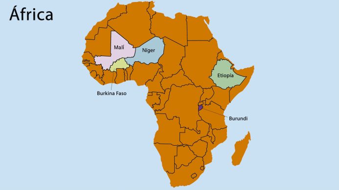 Mapa de los países más pobres de África
