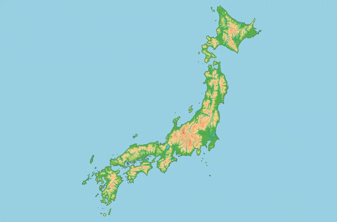 Mapa físico de Xapón