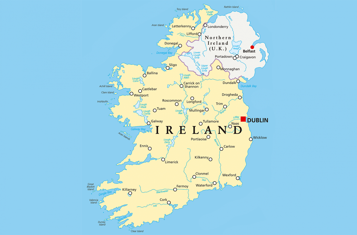 Mappa idrografica dell'Irlanda
