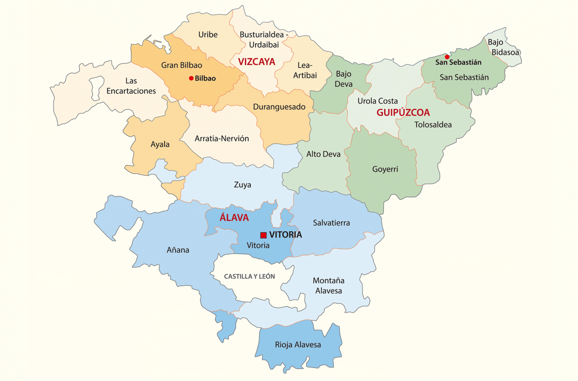 Kaart van provincies van Baskenland
