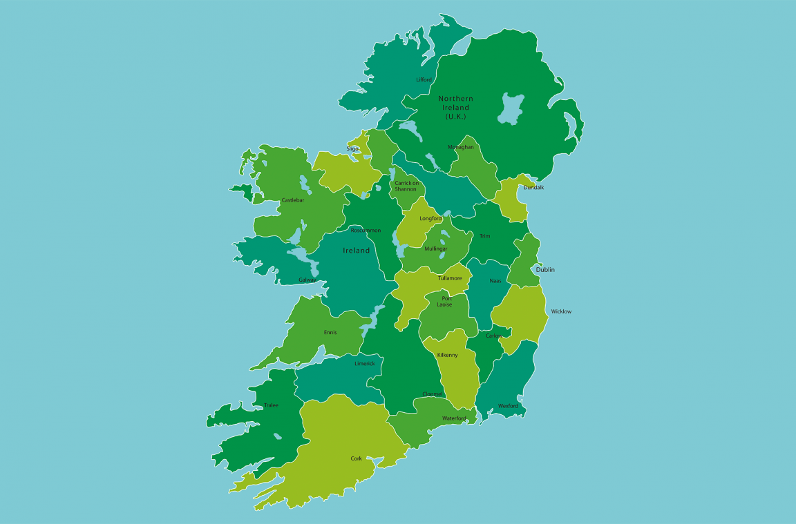 Irlands politische Landkarte