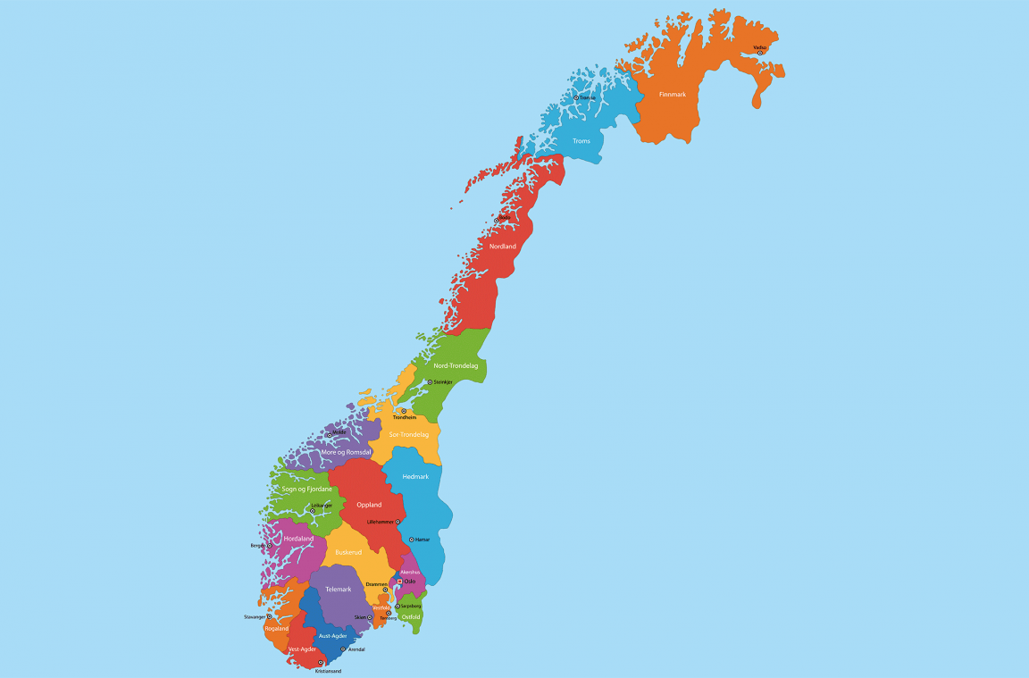 Mapa político de Noruega