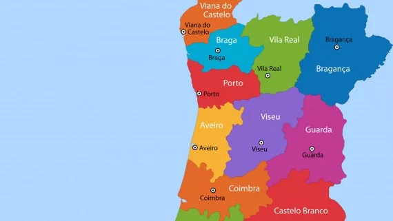 Portugal political map: southern zone