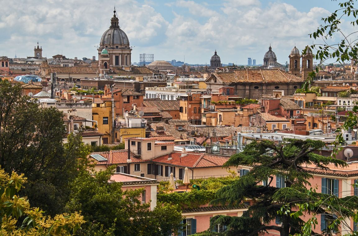 Landscape of a neighborhood of typical houses in Rome