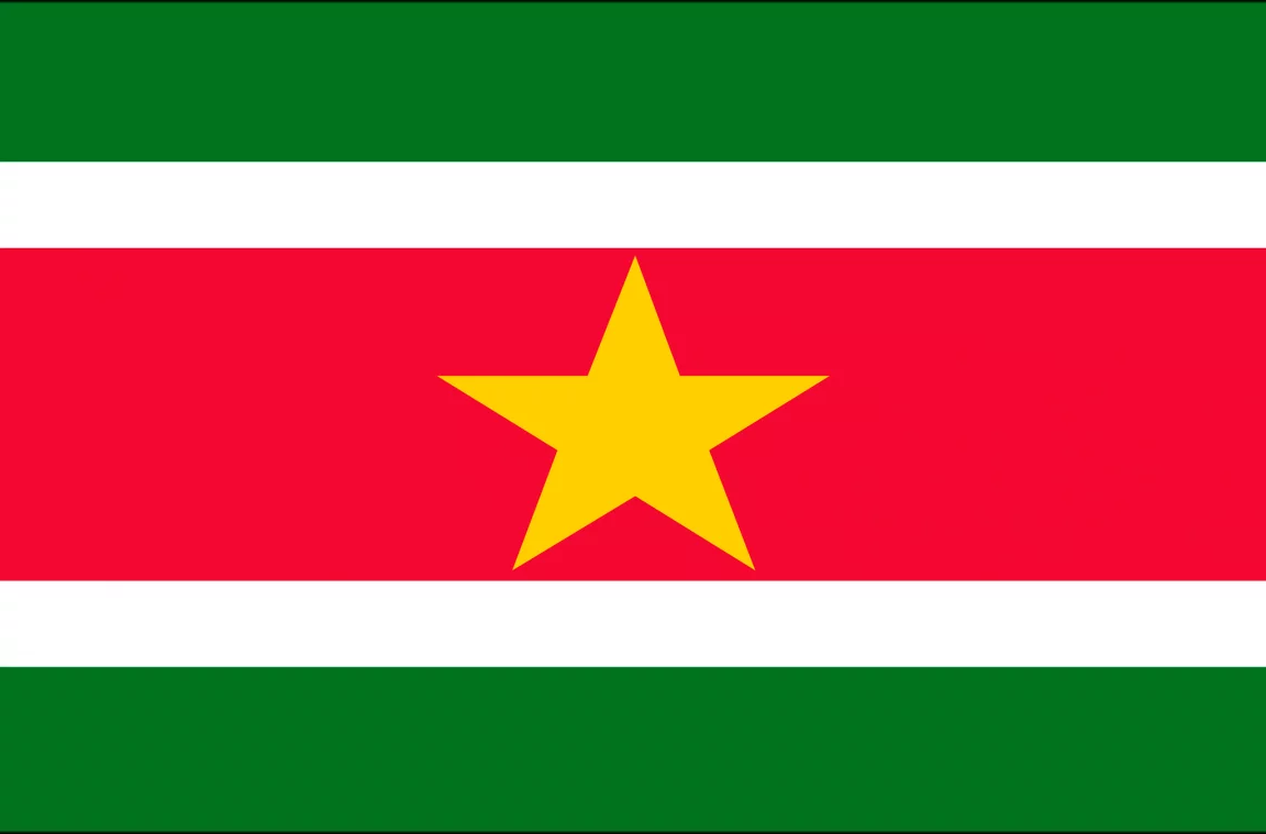 Suriname e sua bandeira oficial