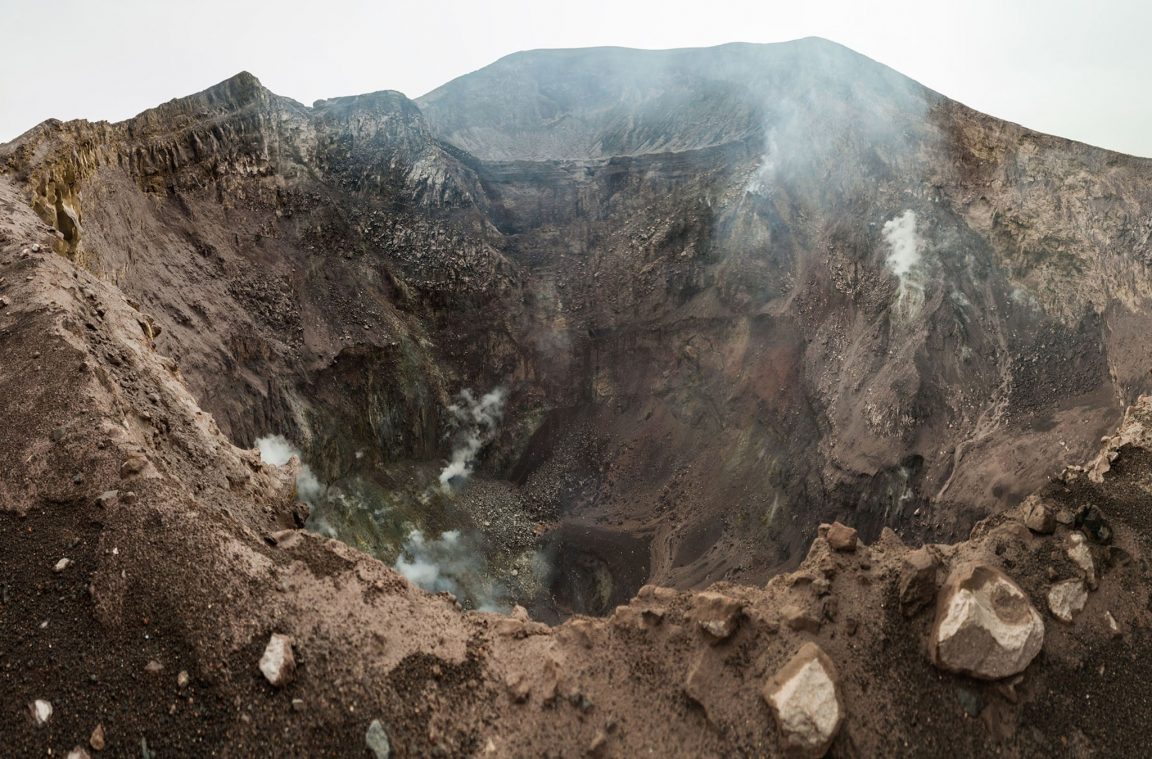 The impressive crater of the Telica volcano, in Nicaragua