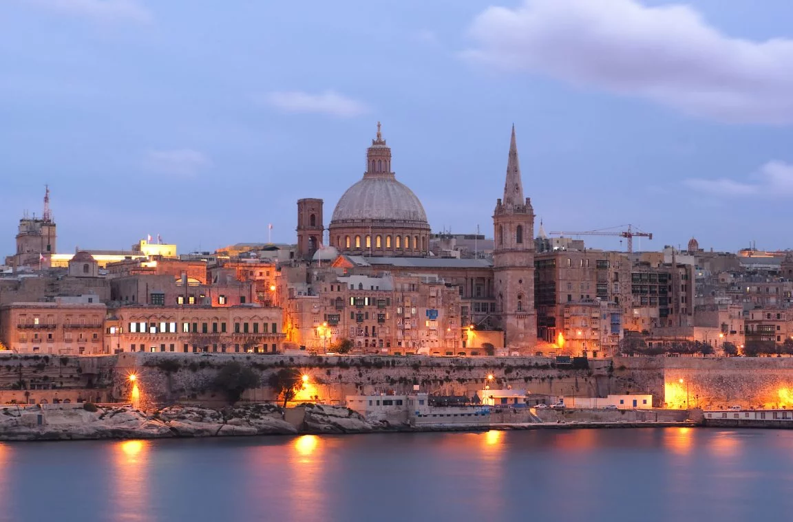 Night view of Valletta Malta