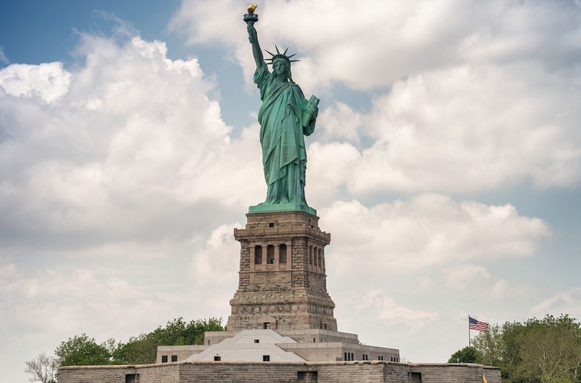 Vistas da Estatua da Liberdade desde o transbordador de Staten Island